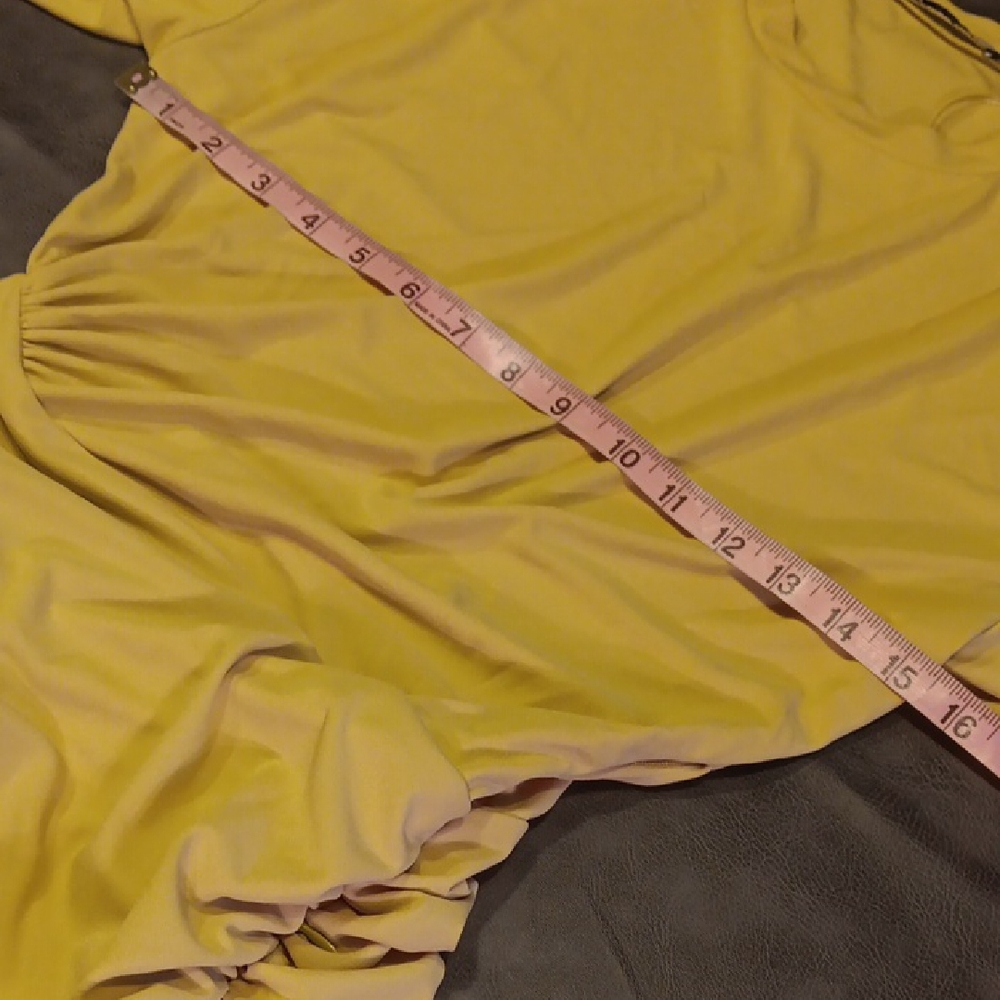 ZARA NWT Draped Ruched T-Shirt Mini Dress Chartreuse Yellow XS - Picture 13 of 16
